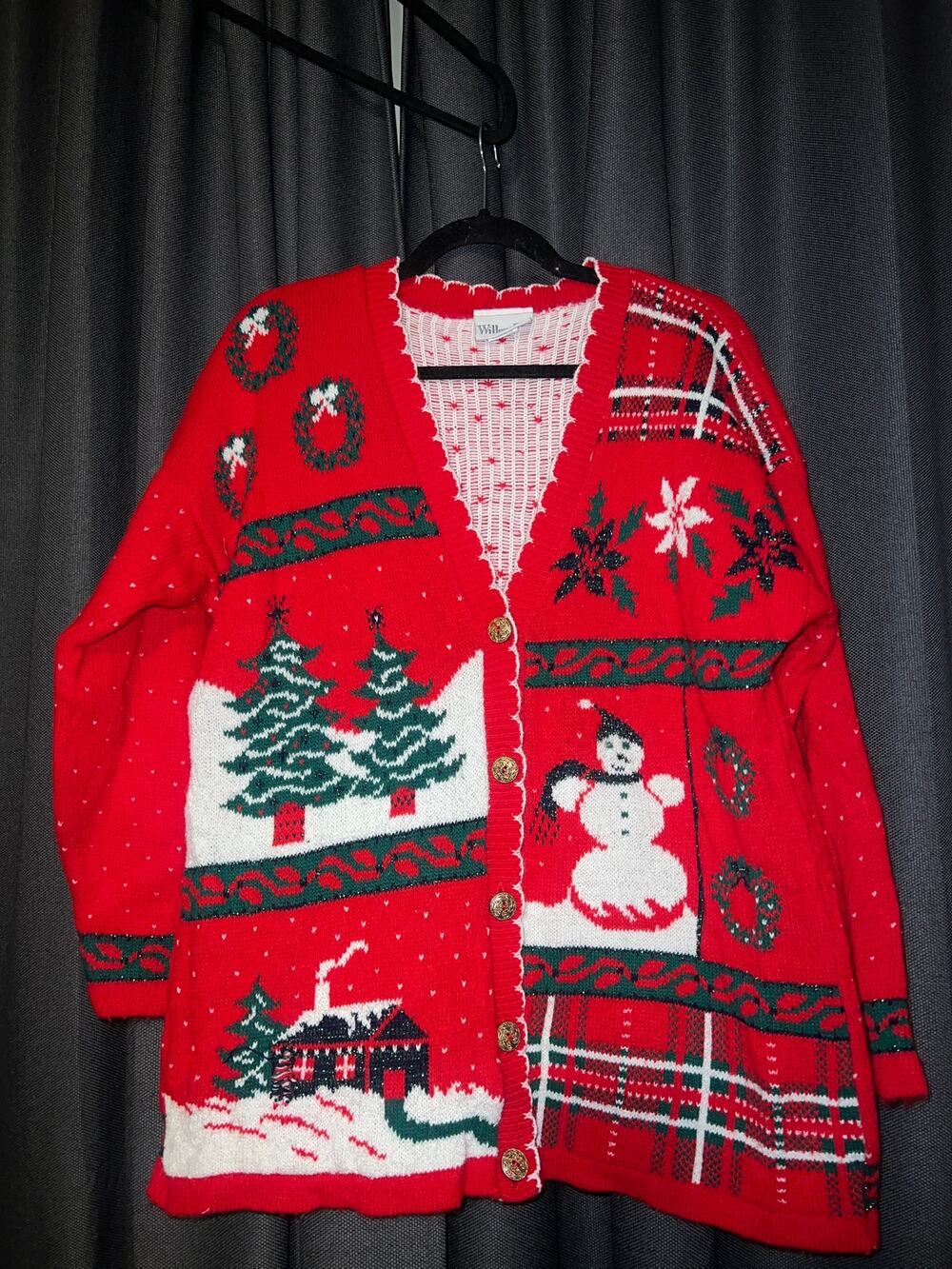 Ugly Christmas Sweater Xmas Cardigan Size Medium Vintage